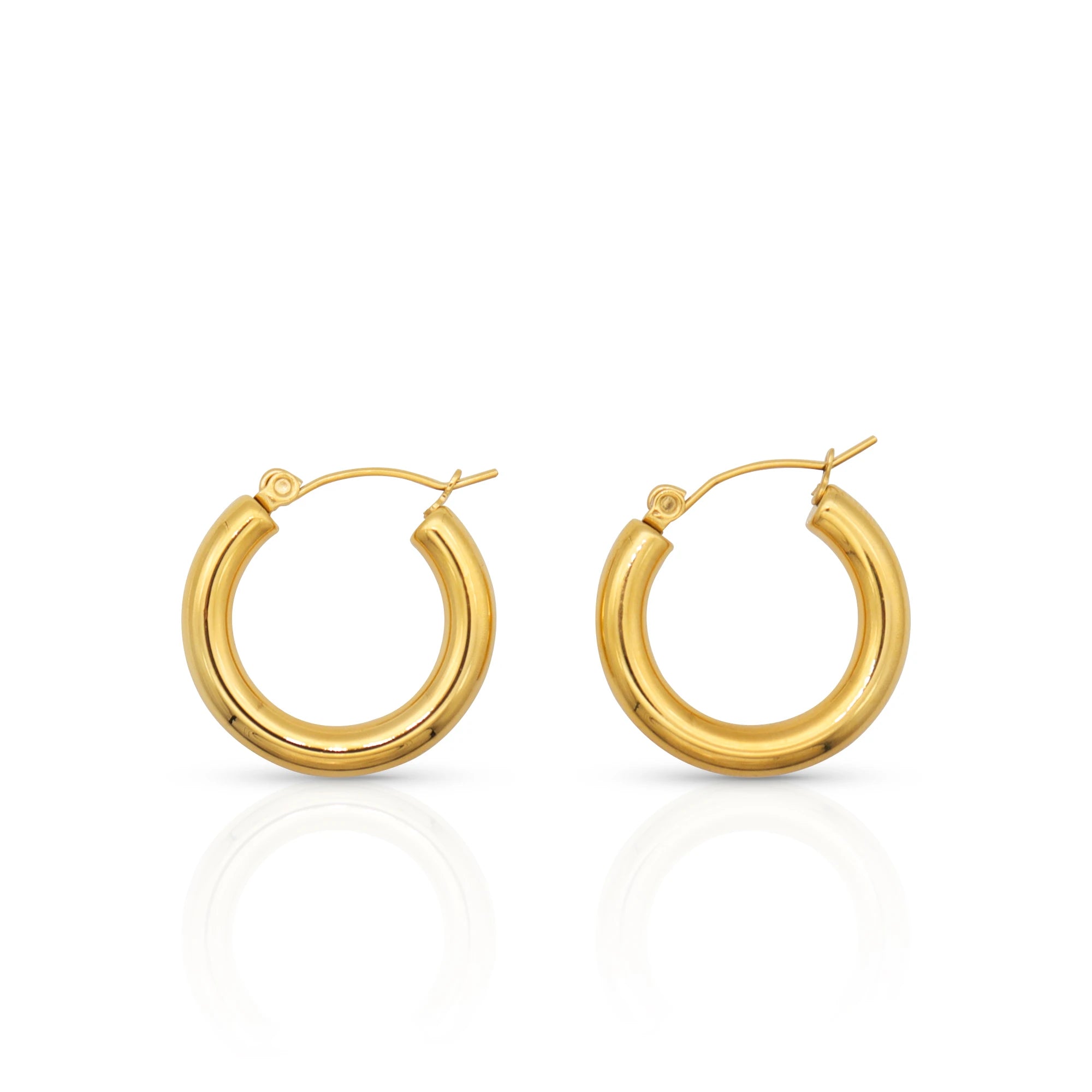 Chris April in Stock Water-proof 316L Stainless Steel PVD Gold Plated Glossy Hoop Earrings for Women