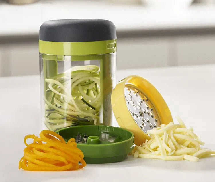 Manufacture 3 in 1 Vegetable Slicer Manual Vegetable Silcer and Spiralizer with Container MegaBDM