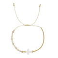 Go2boho Boho Handmade Gold Plated Crystal Bead Shell Charm Cross Bracelet for Women-Gift & Wedding Occasion