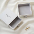 PandaSew Custom Logo Paper With Gray Suede Inside Packaging Bracelet Pendant Necklace Jewelry Drawer Box