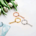 DIY Fashion Jewelry Stainless Steel Key Chain Findings Round Plated More Colors for Choice 48x25mm 1488579