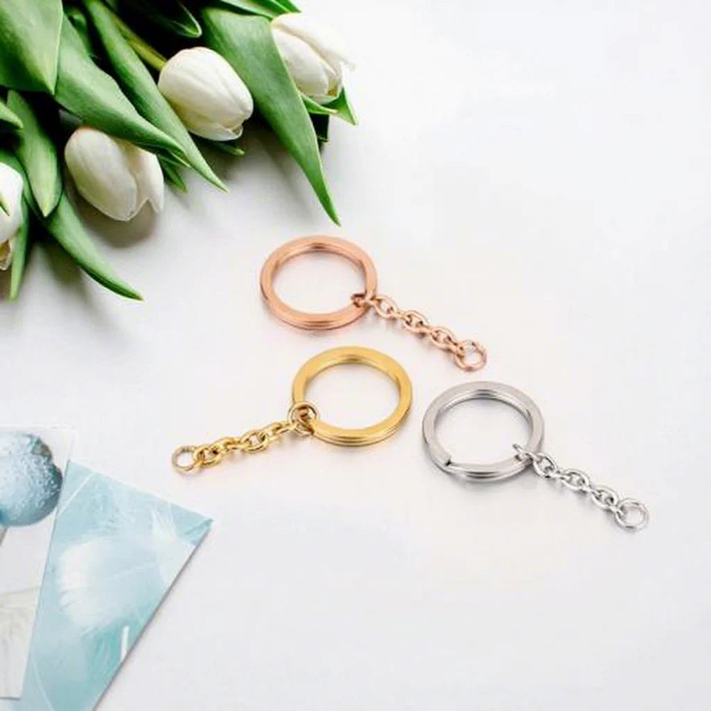 DIY Fashion Jewelry Stainless Steel Key Chain Findings Round Plated More Colors for Choice 48x25mm 1488579
