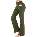 Customized Private Emblem Solid Color Boot Yoga Pants Women's High Waist Flare Fitness Yoga Pant Belt Pocket