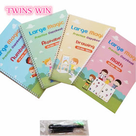 4pcs Set Children's Copybook English Language Printing A4 Reusable Writing Magic Copybook 2583
