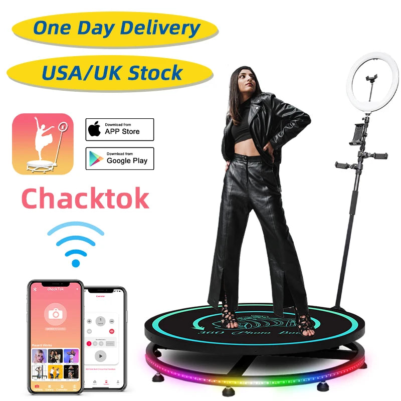 ChackTok EU Stock 31.5 Inch Portable 360 Photo Booth Suitable for Weddings Parties Activities 360 Camera Video Photobooth