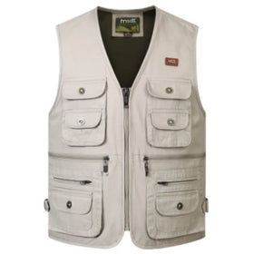 Hot Selling Men's Cotton Casual Vest Breathable Quick Dry Eco-Friendly Zipper Closure for Summer Outdoor Activities