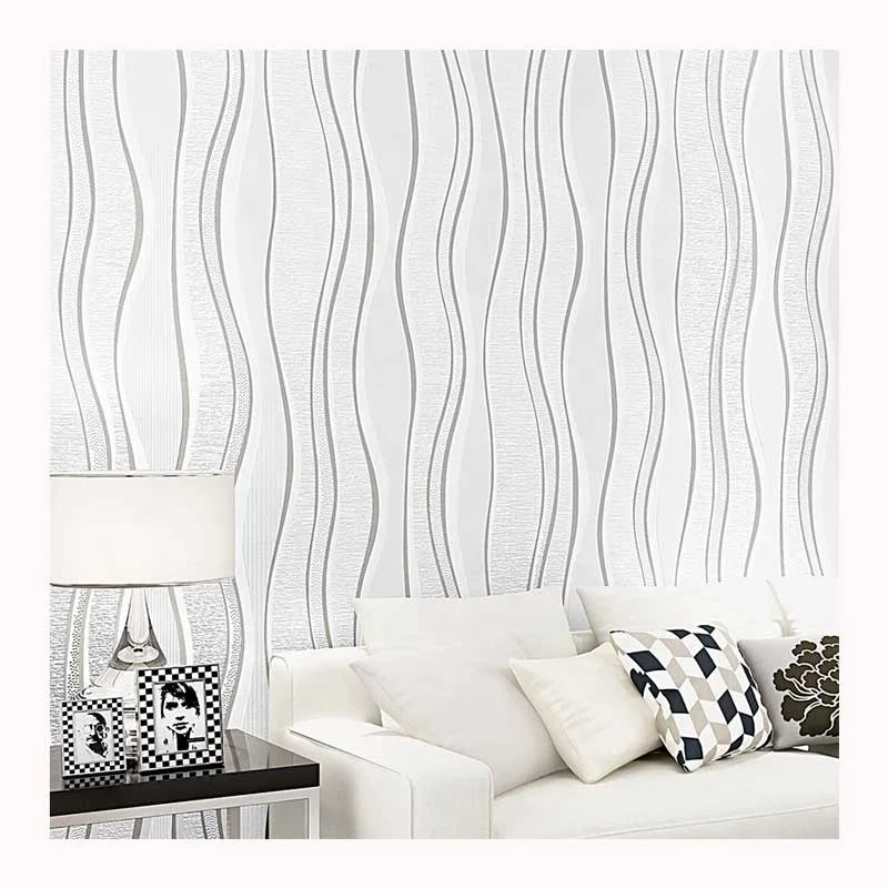 Modern Minimalist European Style Wavy Stripes Wallpaper Bedroom TV Background Non-Woven Household Entertainment Administration