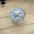 VAF * WOW * Compass Kompas Ring Kompassring Anneau De Boussole Stainless Steel Hand Polished 316L