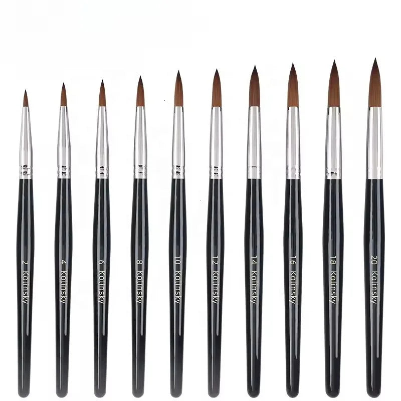 Kolinsky Acrylic Nail Brusher Carved Painted Nail Brush Kolinsky Hair Bristles Round Shaped Handle Acrylic Brush Nail Brushes