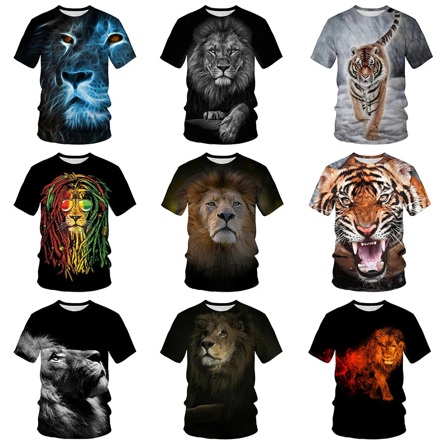 Lion 3D Printed Shirt for Men 3D Digital Printing Tshirt Man Clothes All Over Print T-shirts Animal Graphic Custom Clothing