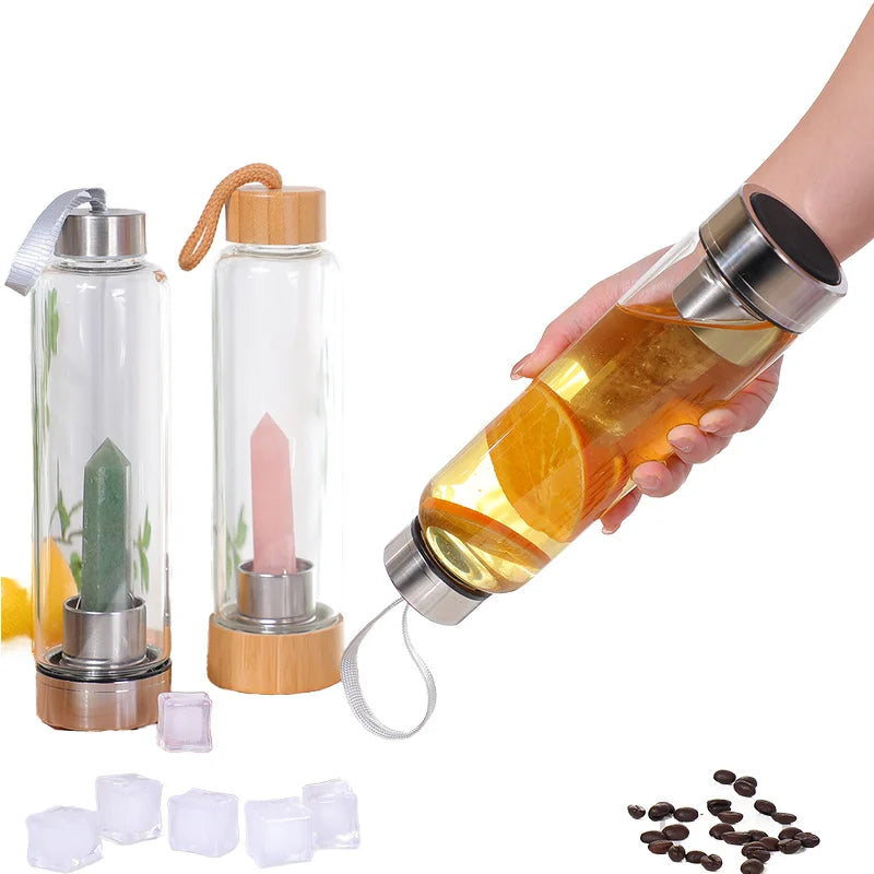 Natural Hexagonal Energy Crystal Column Tea Cup Logo Crystal Tea Cup Water Bottle Cross-Border Factory Wholesale Direct Drinking
