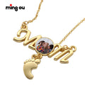 Metal Crafts Factory Customized Photos Fashion Accessories Jewelry Sublimation Mother'S Day Footprint Necklace
