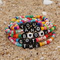 Simple Bohemian Seaside Beach Ethnic Wind Glass Colorful Alphabet Bead Small Bracelet for Women