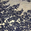 Navy Blue Embroidery Square Floral Wedding Dress Lace Fabric