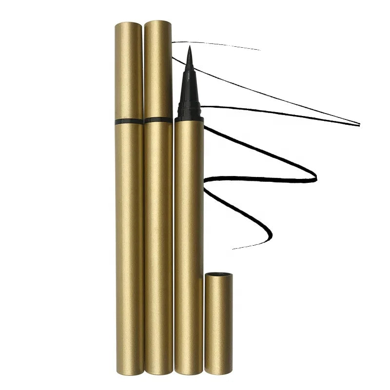 OEM Mineral High Pigment Waterproof Quick-Dry Long-lasting Liquid Eyeliner Pen with Gold Finish CE Certified Stamp Shape Design
