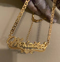 Custom 18K Gold Engraved Lettering Pendant Necklace DIY Jewelry Men's and Women's Names Cuban Chain Stainless Steel