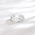 925 Silver Women's White Shell Pearl Engagement Ring Rhodium/Gold Plating Opening Design Irregular Texture Fine