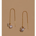 GE088 14K Gold Filled Pearl Earrings Handmade Jewelry Drop Earrings Minimalism Vintage Earrings for Women