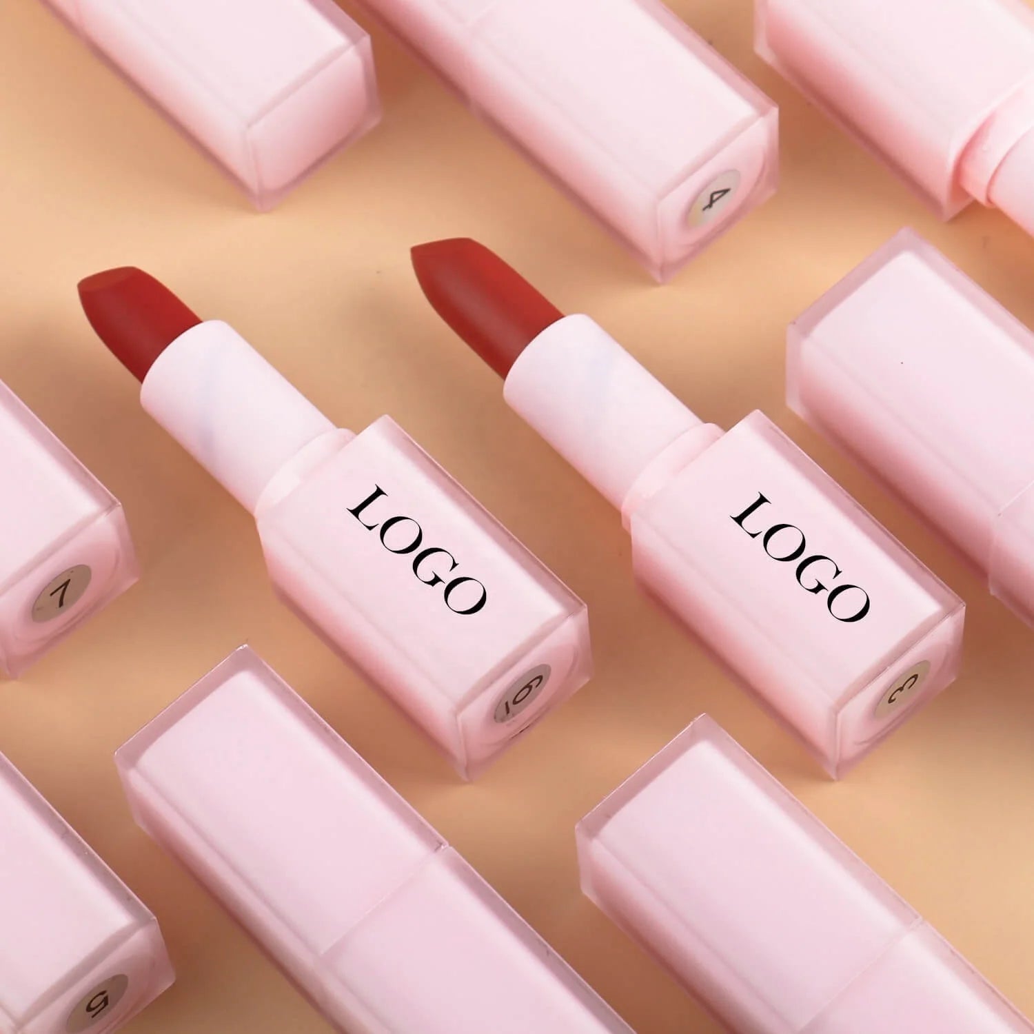 Wholesale Low Moq Hot Sale High Pigmented Waterproof Vegan Custom logo pink Cream Solid Lipstick