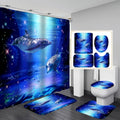 Shower Curtains Set Anti-skid Rugs Toilet Lid Cover Bath Ma 3D Ocean Design Dolphin Waterproof Fabric Bathroom Curtain/