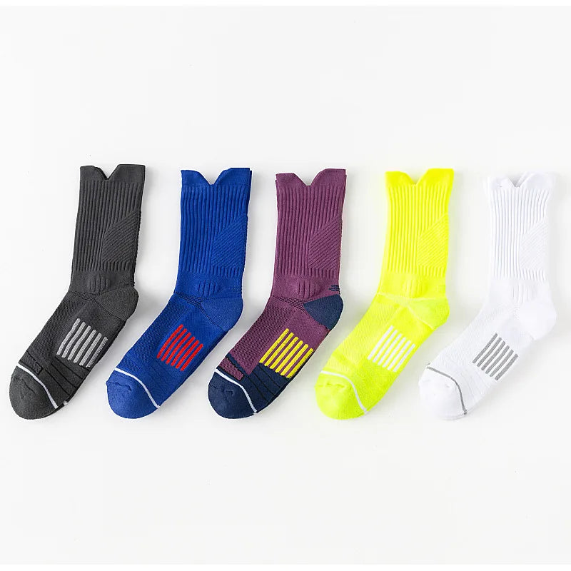 Custom Sports Compression Running Socks Coolmax Cushion Crew Athletic Hiking Socks Knitted Autumn Comfortable Bottom Cuff Design