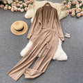 Women's Sets Autumn Solid Coat Elegant Sweater Two Piece Set Clothing Wholesale