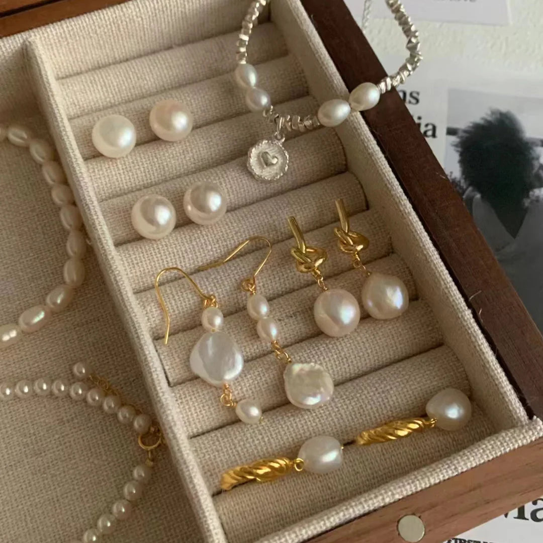 New Arrival Simple Jewelry Pearl Earrings 18k Gold Plated Fashion Jewel for Woman