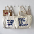 Qeteshs New Design Casual Custom Logo Shoulder Tote Bag Large Capacity Recycled Canvas Shopping Bag for Daily Life