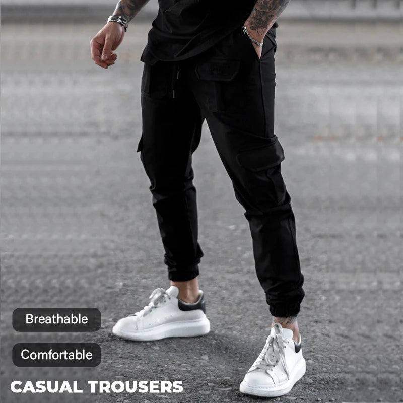 Custom Design Black Cargo Pants Men Hip Hop Streetwear Jogger Trousers Men Casual Blank Track Sports Pants Wholesale
