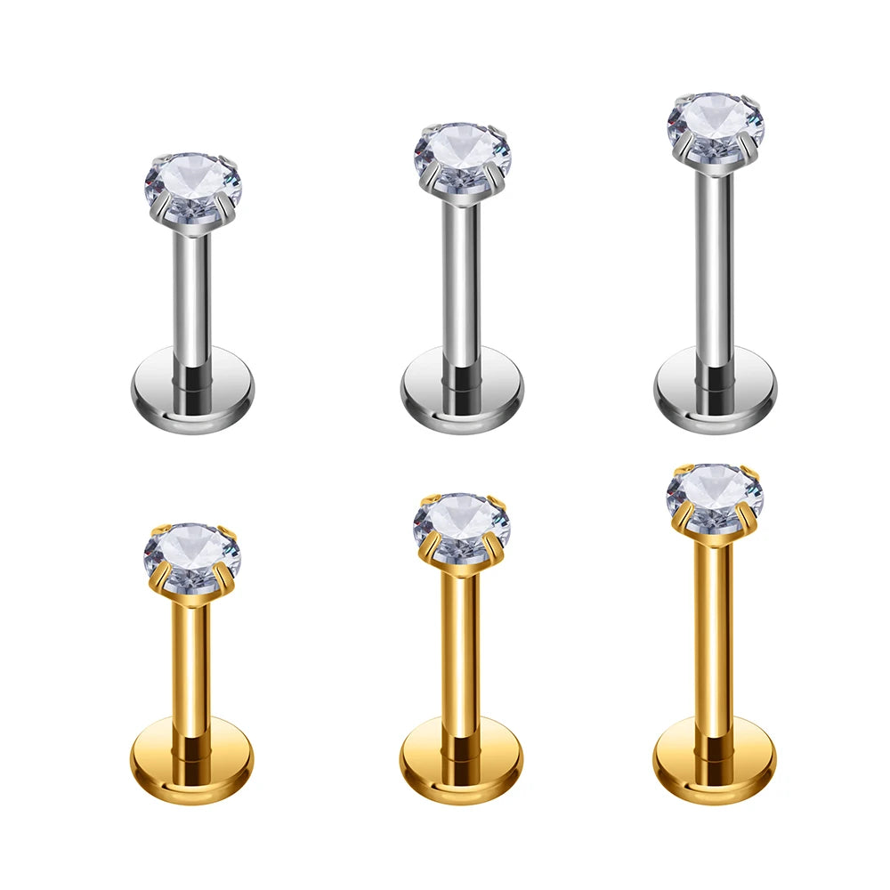 10PCS G23 Titanium 16G Internal Thread Nose Stud Labret Earring Tragus Cartilage Helix Conch Daith Piercing Jewelry Wholesale