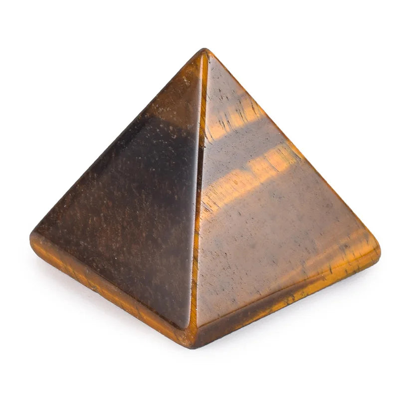 HY Yellow Tiger Eye Gemstone Pyramid Energy Crystals Stones Protection Small Carvings