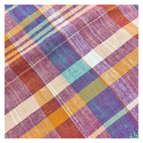 Lilac 175gsm Medium Weight 55% Linen 45% Cotton Eco-Friendly Woven Yarn Dyed Linen Check Poplin Fabric