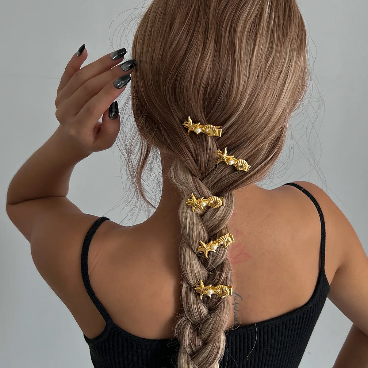 European American Summer New High-End Niche Ocean Style Large Scallop Texture Striped Hair Accessories Women's Hair Clips
