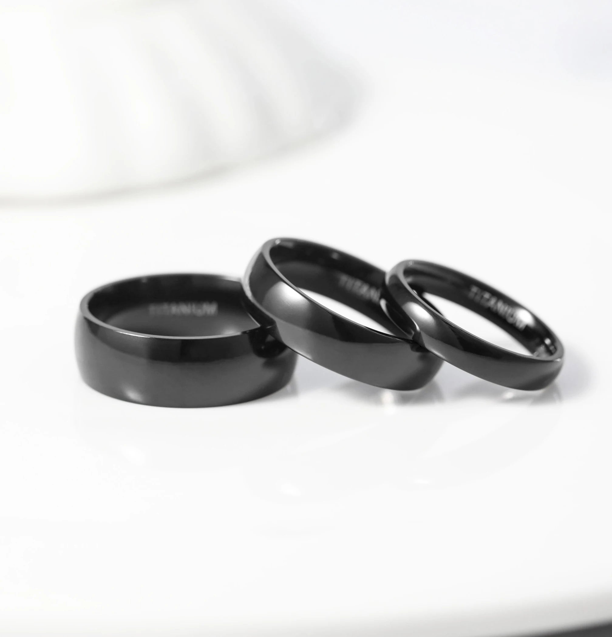 OAHLAN Fashion Jewelry Black 2mm 4mm 6mm 8mm Men Titanium Ring Dome Classic High Polished Wedding Band for Couple