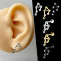 Fashion Women Bling 925 Silver Zircon Earrings Stainless Steel Gold Plated Zircon Earrings