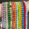 Wholesale Mixed 6/8/10mm Round Blue/White/Pink Natural Semi Gemstone Loose Jade Stone Beads for Jewelry Making Beadwork DIY