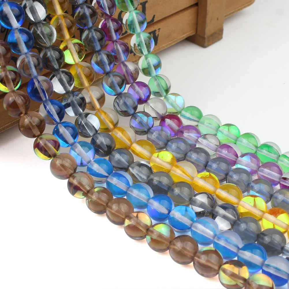 Wholesale Matte Frosted 6/8/10/12MM Synthetic Moonstone Glitter Loose Austria Crystal Beads for Jewelry DIY