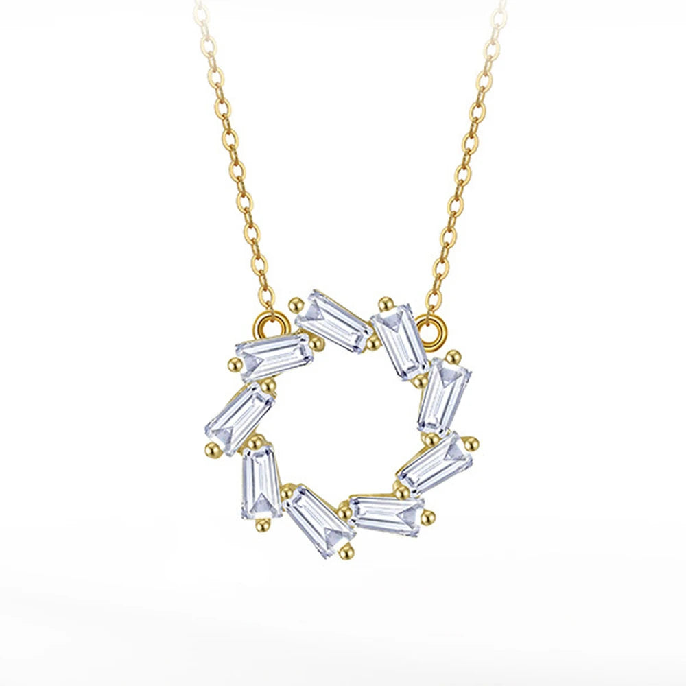 Fashion Geometric Circle Charm Jewelry Necklaces 5A Cubic Zirconia 925 Sterling Silver Flower Pendant Necklace