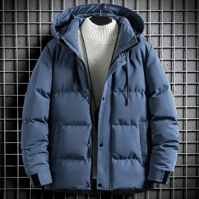 Warm Hooded Jacket Mens Parka Coat Solid Color 2023 Winter Parkas Male Casual Jackets Streetwear Men Fashion Harajuku Outwear
