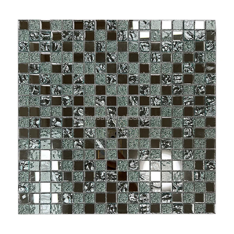 Modern 4mm Water Spa Pool Glass Mosaic Silver Luster Electroplate Back Splash Wall Tiles for Bathroom Kitchen Parquet Design