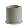 Nordic Simple Style Cement Flower Pot with Saucer in Cement Color for Home Garden Decor