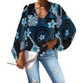 Floral Design Ladies Shirts Top Women's Blouses Shirts Tribal Print Vintage Female Casual Wear Clothes Woman Chiffon Top Blouses