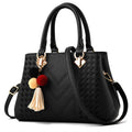 2025 Trendy Brand Large Classy Tassel Black Latest Designs Leather Women Office Tote Hand Bag for Ladies