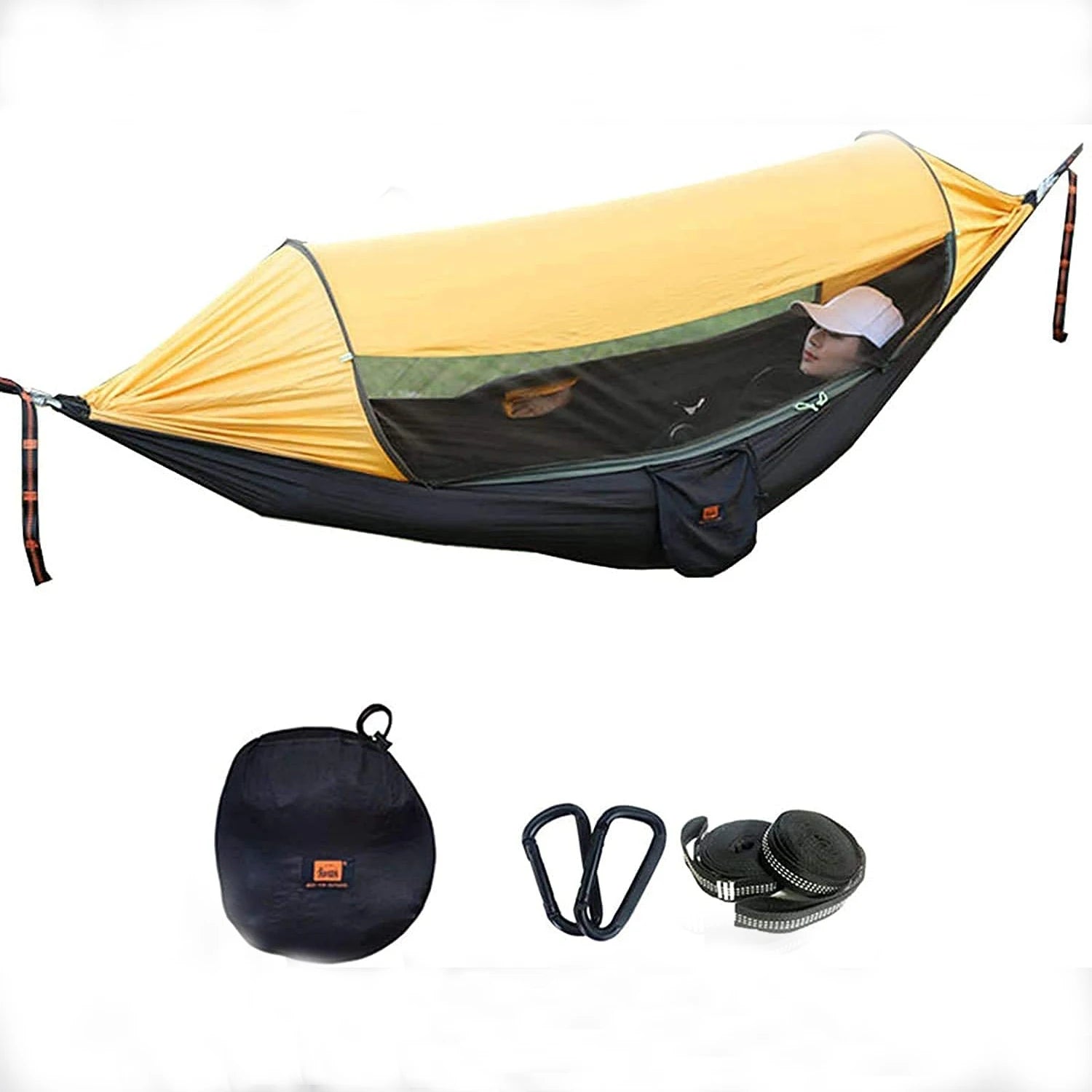 Portable Nylon Adults' Hammock with Comfortable Swing Sunshade Outdoor Camping Mosquito Net Cover for Traveling