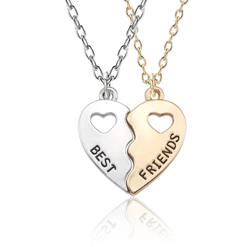 Personality Creative Pendant Best Friends Necklace Peach Heart Stitching Friendship Bff Necklace