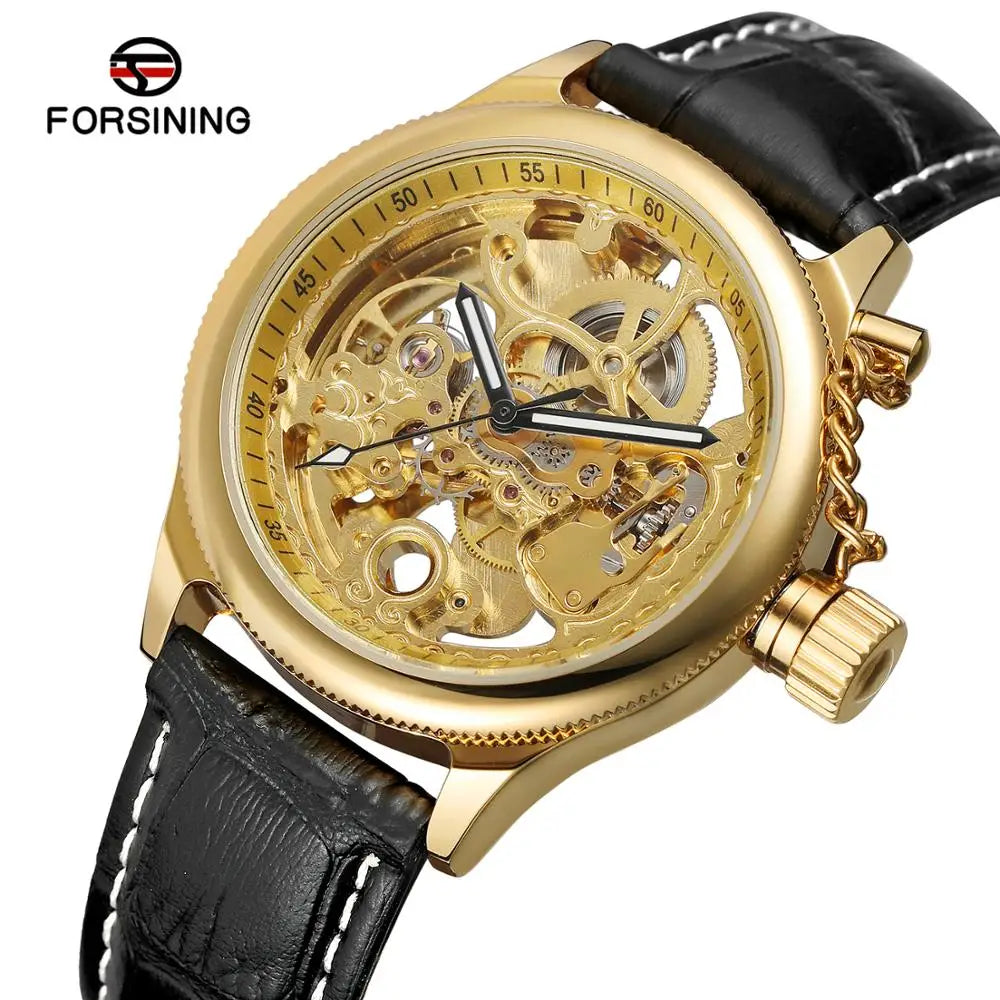 2023 Reloj Productor Forsining Factory Customized Gold Silver Color SkeletonAutomatic Mechanical Watch for Mens Wristwatch