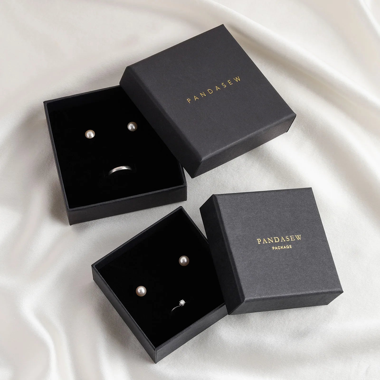 PandaSew Custom logo Printed Necklace Jewelry Box Luxury Paper Ring Packaging Gift Packaging Jewelry Box