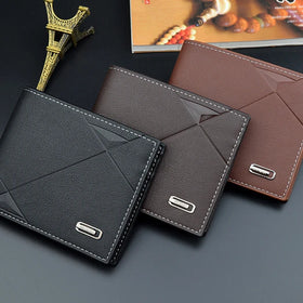 2024 Fashion Style Men PU Leather Wallet Card Holder Casual New Design Thin Three-folded Soft Short Wallets