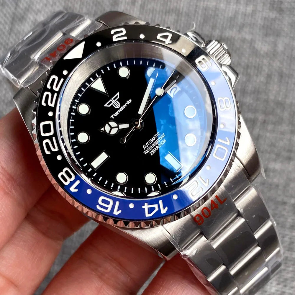 40mm AR Sapphire Crystal Tandorio Brand Steel Mechanical Watch Men Japan NH35 Movt Business 200m Waterproof Masculino
