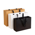 GiGO Customized Black White Brown Paper Packaging Gift Bags with Handle for Small Businesses Includes Ribbon Accessory
